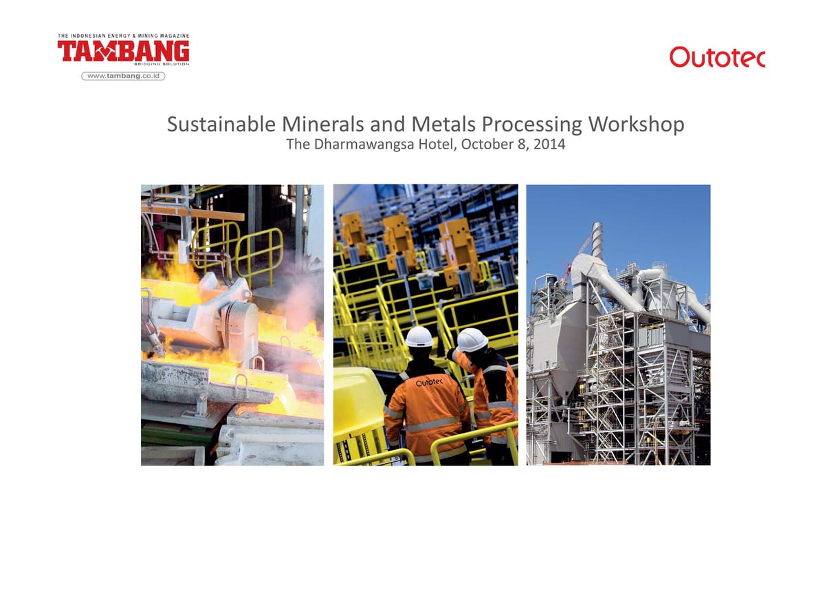 Sustainable Minerals and Metals Processing Workshop