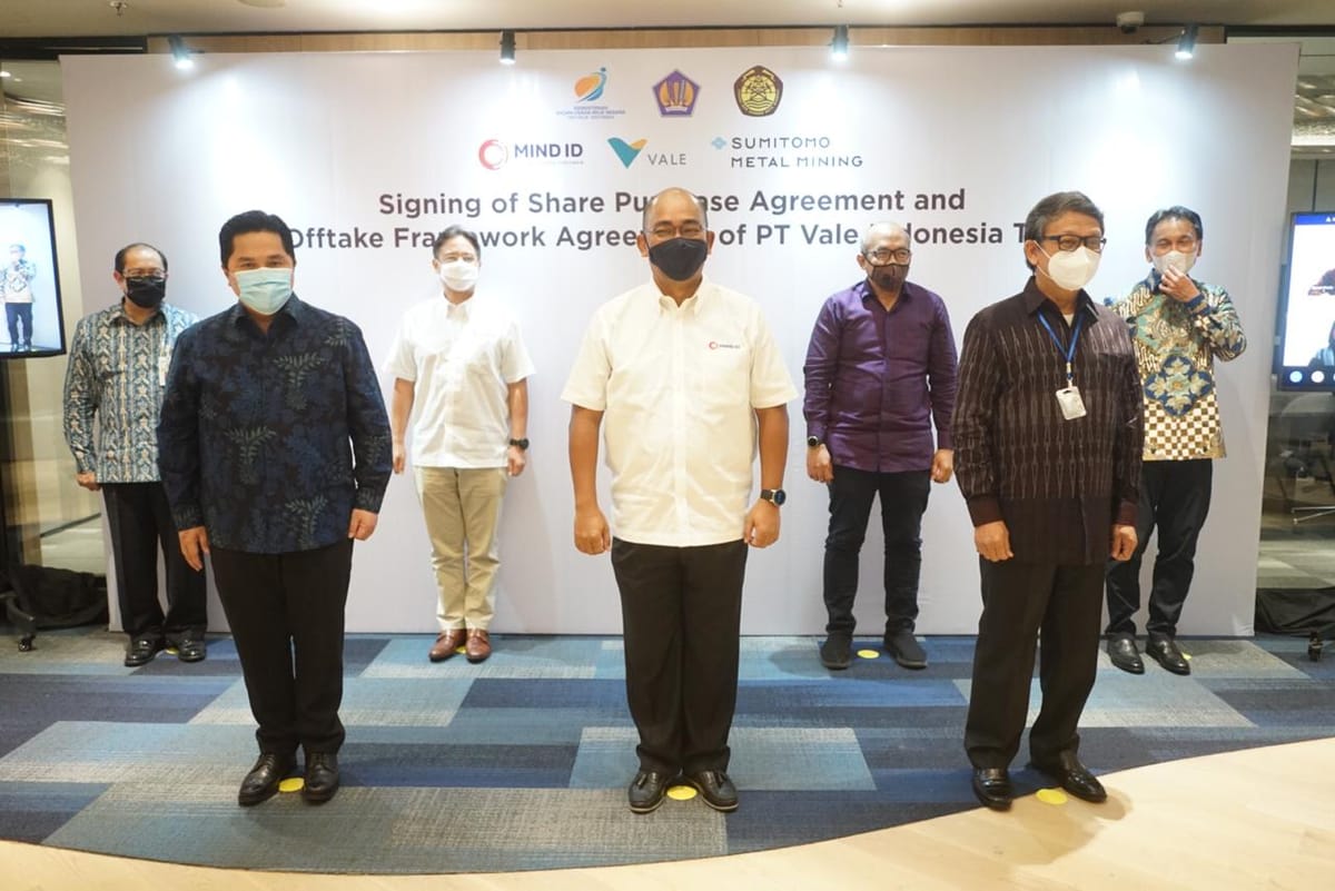 Inalum Teken Kesepakatan Divestasi 20% Saham Vale Indonesia