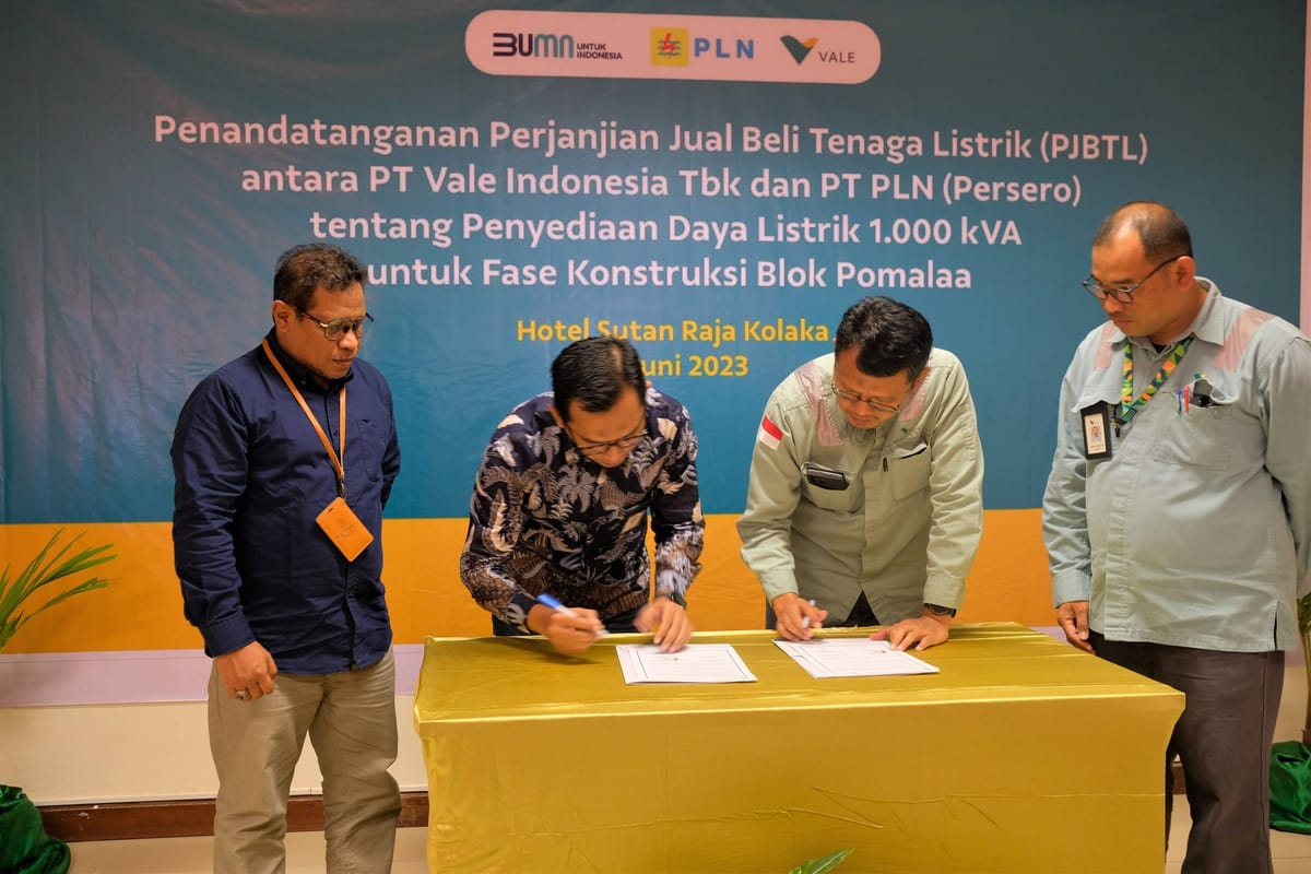 VALE Gandeng PLN, Dukung Ketersediaan Daya Listrik Fase Konstruksi Blok Pomalaa