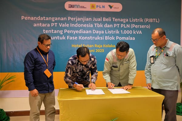 VALE Gandeng PLN, Dukung Ketersediaan Daya Listrik Fase Konstruksi Blok Pomalaa